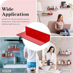 15 Inches Red Acrylic Shelves, Wall Mounted Shelves for Bedroom, Wall Display Shelves for Collectibles, Funko Pop, Speaker, Plants, 2 Pack