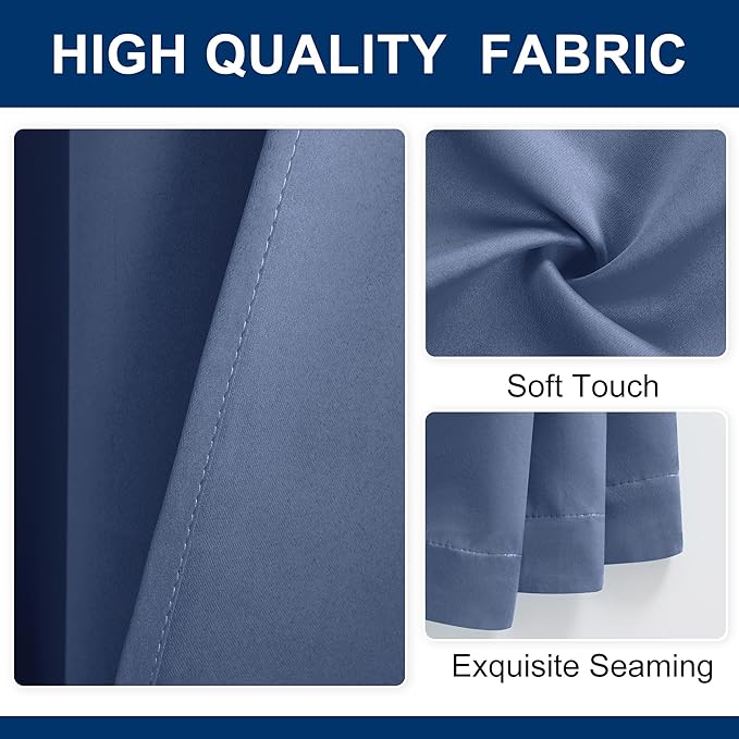 Hiasan Room Divider Curtains Patio Sliding Door Blackout Curtain Privacy Room Thermal Insulated Noise Reduction Panel with Back Tab & Rod Pocket for Bedroom Partition(80 x 84 Inches, Dusty Blue)