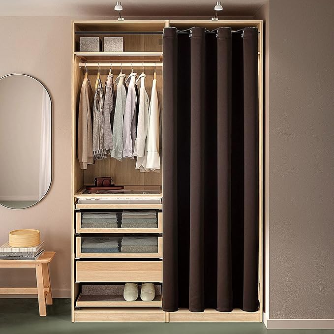 ChrisDowa Blackout Door Curtains for Doorway Privacy, Grommet Closet Curtains for Bedroom Closet Door, Thermal Insulated Temporary Doorway Cover Room Divider Drapes (1 Panel, Brown, 42 x 80 Inch)
