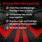Big Floors RaceDeck Free-Flow Interlocking Garage Flooring Tiles, Non-Slip, Self-Draining, Heavy-Duty, High-Impact Copolymer, Easy Install (Bright Blue, 24 Pack of 12 x 12" Tiles)