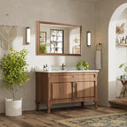 48x30 Inch Bathroom Mirror for Wall, Anti-Rust Walnut Wood Grain Metal Framed Bathroom Mirrors for Over Sink,Rectangler Mirrors for Bathroom Vanity, Farmhouse, Bedroom, Living Room, Entryway Decor