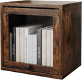 FUSUNBAO Magic DIY Cube Storage Organizer Stackable Cubes for Home Books Clothes Toy-Modular Cubby Storage System-Office Cubical-Bookcase Closet(Antique Brown, Glass Door Cube)