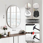36x24 Mirror Runway Oval Wall Mounted Aluminum Alloy Metal Frame Rectangle Mirrors for Entryway Bedroom Bathroom Living Room 36 24 inch Silver