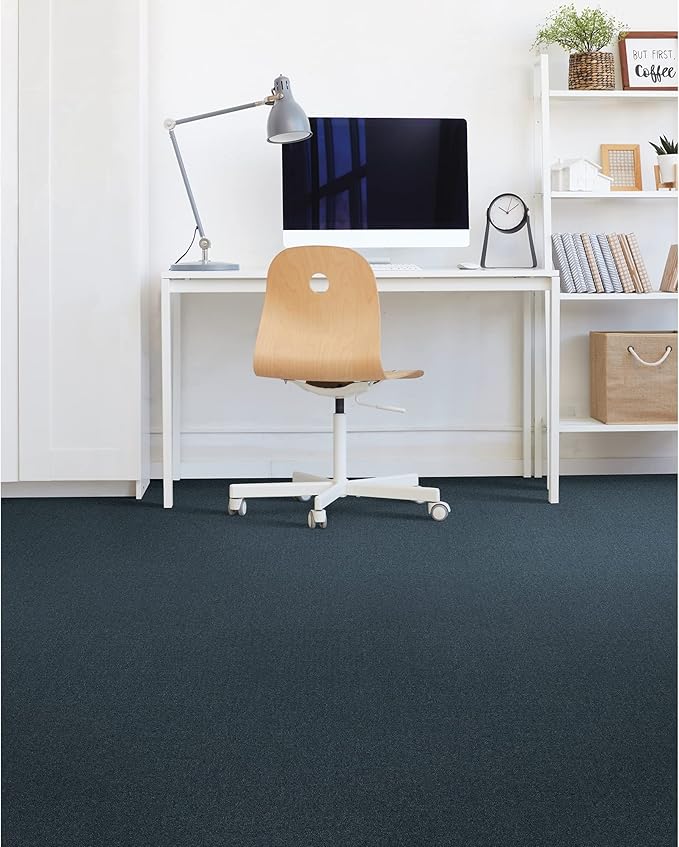 Mohawk Advance 24" x 24" Berber (Loop pile), 0.11" Pile Height, Carpet Tile, Nylon Fiber, Deep Space Color, (1 Tile)