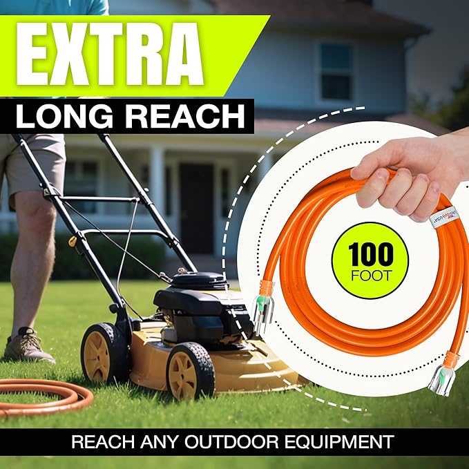 10ft Outdoor/Indoor Extension Cord 12/3 Gauge Extra Heavy Duty 3 Prong SJTW, Waterproof, Flexible Cold-Resistant Long Power Cord,15A 125V 1875W, Orange by LifeSupplyUSA