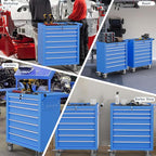 7-Drawer Tool Chest,Rolling Tool Cart with Wheels,High Capacity Tool Cabinet with Locking System for Garage, Warehouse, Workshop-Blue