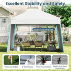 Tangkula 10x9.2 Ft Pop up Canopy with Sidewalls, UPF50+ Outdoor Tent with 8 Stakes, 4 Wind Ropes, Carry Bag, Portable Canopy Tent with Awnings for Camping, Patio, Market