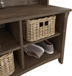 Bush Furniture Salinas Hall Tree with Shoe Storage Bench in Ash Brown, Multi-Purpose Home Organizer, Entryway Solution with Seating and Hooks