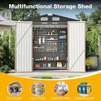 6x4 FT Outdoor Storage Shed with Lockable Double Doors & Loping Roof, Outdoor Metal Shed for Bike, Tool, Generator Storage in Backyard, Patio (6’x4’)