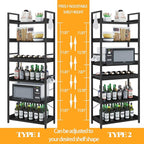HCHQHS 6 Tier Bookshelf, Adjustable Industrial Bookcase, Vertical Tall Book Shelf, Wood and Black Metal Open Bookshelves for Home Office, Living Room, Bedroom, 70 Inch