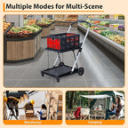 Foldable Shopping Cart with 2 Storage Crates – 2-Tier Collapsible Utility Cart, Aluminum Trolley with 360° Rolling Swivel Wheels & Removable Baskets for Groceries, Office, Travel, Apartment