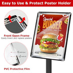 Heavy Duty Sign Holder Stand 8.5x11 Inch - Pedestal Floor Standing Sign Holder with Weighted Base - Vertical & Horizontal Poster/Menu Stand for Indoor/Outdoor Business Store Advertising, Black