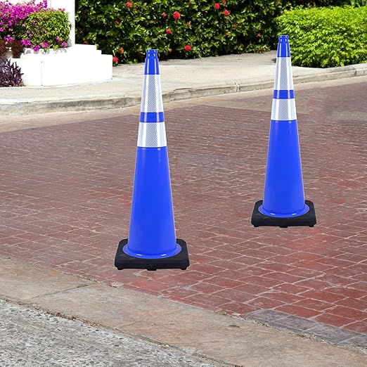 360 Pack 36" Blue Traffic Cones with Black Base – Large Bulk Safety Cones for Commercial Use, Road Work, and Event Setup (360, Blue, 36 Inch)