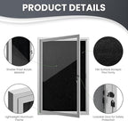 36"x24" Lockable Enclosed Bulletin Board, Outdoor Flet Weather-Resistant Aluminum Frame Notice Board, Wall Mounted Display Case Acrylic Doors for School,Office,Silver Frame w/Black Flet