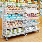 5-Tier Slanted Rolling Retail Display Rack with Locking Wheels | Heavy-Duty Metal Snack & Chip Display Stand for Grocery Stores, Supermarkets, Bakery | Space-Saving Store Organization Shelf
