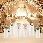 Eapmic Pedestal Stands for Party, Cake Pedestal Stand, Dessert Table Display Plinth Pillars, Sculpture Display Column Decoration Cube for Wedding Birthday (White, Cylinder-6Pcs(27.56"+26"+23.62"))