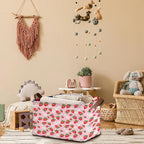 Pink Strawberry Collapsible Storage Bin - 17x11.5x10.5 Inch Foldable Organizer Basket for Nursery, Kids Room,Kitchen, Pantry, Home Decor - Single Pack No Lid Space-Saving