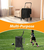 Siffler Collapsible Shopping Cart with Double Basket & Waterproof Liner - Grocery, Laundry & Travel Foldable Cart, 360° Swiveling Wheels, Medium Size with Carry Bag