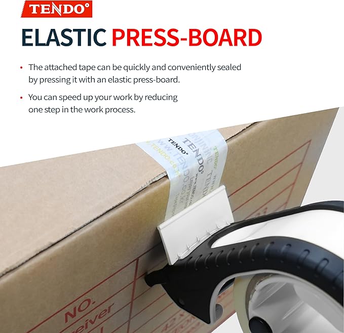 Heavy Duty Shipping Tape Dispenser: TENDO° Premium Line – Reusable, Replaceable, Eco-Friendly 2’’ Master Piece Dispenser for Pros with Patented 10° Sloped Chromium Blades - P-2200 (4th Gen.)_White