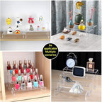 ELEGANTLIFE Acrylic Display Riser,4.3mm Heavy Duty Crystal Display Stand Shelf Layered Aesthetic, Jewelry Display Shelf Risers for Décor,4 Pack Set Multi-color (Clear)