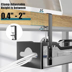 Under Desk Cable Management Tray Black, Litwaro Cable Management Under Desk No Drill, 25'' Cable Tray with Clamp for Wire Management, Cord Organizer for Office, Home - No Damage to Table