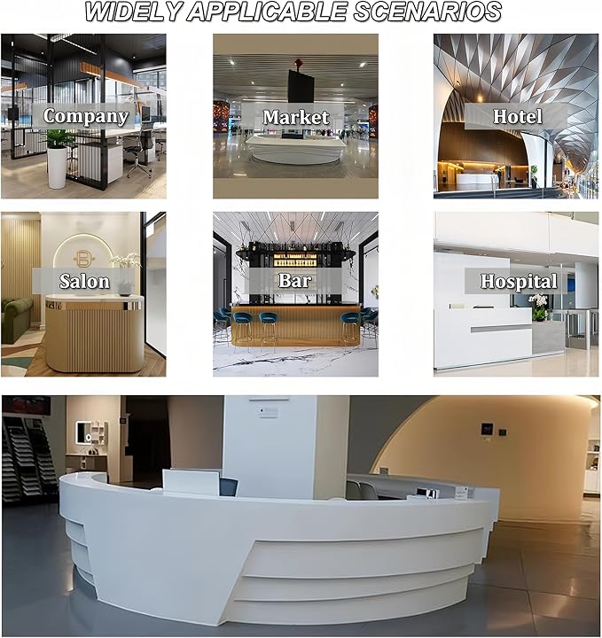Beauty Salon Reception Desk, Striped Decorative Reception Desk Retail Counter Reception Counter Commercial Retail Counter for Office Reception Salon, Ships in One Piece, Customized Logo