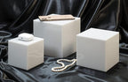 Red Co. Set of 3 Glossy White Acrylic Cube Display Nesting Riser Stands with Hollow Bottoms