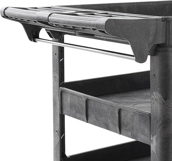 Dryser Utility Cart with Wheels, 46" x 25" Heavy Duty 550 lb. Capacity with Shelves - 3 Tier Rolling Cart with Two 5" Swivel Casters for Warehouse, Garage, Cleaning