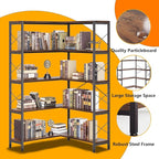 5-Shelf Corner Bookshelf, Vintage Industrial L-Shaped Bookshelf Etagere Bookcase, Large Book Shelf with Metal Frame Open Storage Corner Cabinet (Retro Brown-5 Shelf)