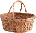 Handwoven Wicker Picnic Basket with Handles, Natural Brown, Shopping Basket - Large