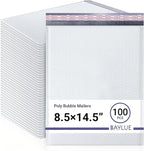 White 8.5x14.5 Inch Poly Bubble Mailers #3 | Self Seal Large Padded Envelopes | Air Cushioned Bubble Mailer | Usable Size 8.5x13.5 Inch | Waterproof Lightweight Mailing Shipping Bags | 100 Pack Bulk