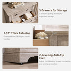 T4TREAM Farmhouse 5 Drawers Dresser for Bedroom, 47" Tall Wood Rustic Chest of Drawers, Vintage Design with Metal Handle, Light Rustic Oak