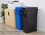 United Solutions Highboy Waste Container with Swing Lid, 23 Gallon, Space Saving Slim Profile and Easy Bag Removal, Handles for Easy Carrying, Indoor/Outdoor Use, Black, 1-Pack.