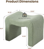 Vanity Stool Foot Rest Small Footstool Ottoman Chair Seating Backless Modern Teddy Velvet Ottoman for Makeup Room Living Room Bedroom Entryway,(Single 1) Green