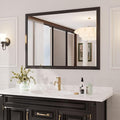 Amorho Bathroom Mirror Black, 55x40 Inch Thick Metal Framed Wall Mirrors, Suitable or Bedroom, Living Room, Entryway, Rectangle Wall-Mounted Mirrors(Horizontal/Vertical).