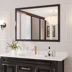Amorho Bathroom Mirror Black, 55x40 Inch Thick Metal Framed Wall Mirrors, Suitable or Bedroom, Living Room, Entryway, Rectangle Wall-Mounted Mirrors(Horizontal/Vertical).