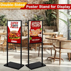 Sign Stand Heavy Duty - 19.6 x 27.5 Inch Double Sided Poster Stand for Display Board Foam, Black Pedestal Floor Standing Sign Holder for Event Store Restaurant Exhibition Business Party