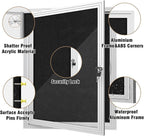Mifuro 26"x20" Enclosed Bulletin Board, Outdoor Lockable Weather-Resistant Aluminum Cork Noticeboard for School & Office, Silver Frame w/Black Flet