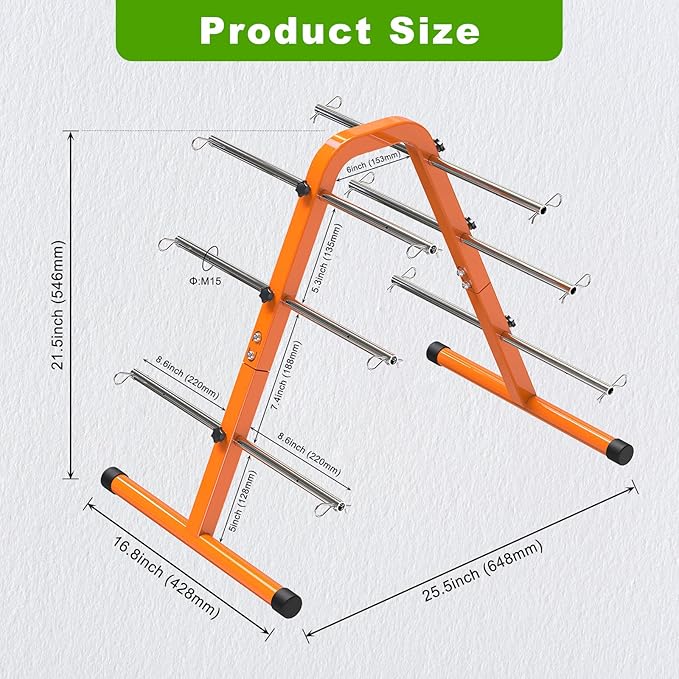 SELEWARE Portable Wire Spool Caddy – Heavy-Duty Steel Cable Dispenser with 6 Adjustable Rods for Effortless Spool Storage & Dispensing (Orange)