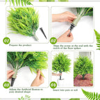 2 Artificial Boston Fern with Integrated Ground Stake 24'' Realistic UV Resistant Faux Plant with Spike for Indoor Outdoor Garden Yard Spring Summer Wedding Decoration
