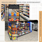 1 Set Retail Display Rack Shelf Cart with Wheels and Hook Heavy-Duty Metal Snack Potato Chip Display Organizer Concession Stand for Supermarket Grocery Store Home Black (5 Tier 15 Hooks)