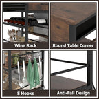 Kitchen Island with Storage,Industrial Kitchen Island on Wheels,Rolling Kitchen Island Cart with Power Outlet,Modern Island Table for Kitchen with Drawers,Shelves and Baskets,Rustic Brown