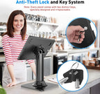 AboveTEK Anti-Theft iPad Kiosk Stand, POS iPad Security Stands, Aluminum Locking Tablet Stand with Heavy Duty Base, 360° Swivel & 75° Tilt, Retail Desk Mount for Business & Commercial Use (Black)