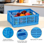 Heavy Duty Plastic Milk Crates for Storage, 4-Pack Stackable Storage Bins for Organizing, Collapsible Storage Basket with Handle for Groceries, Suitable for Home Office School Store, Blue