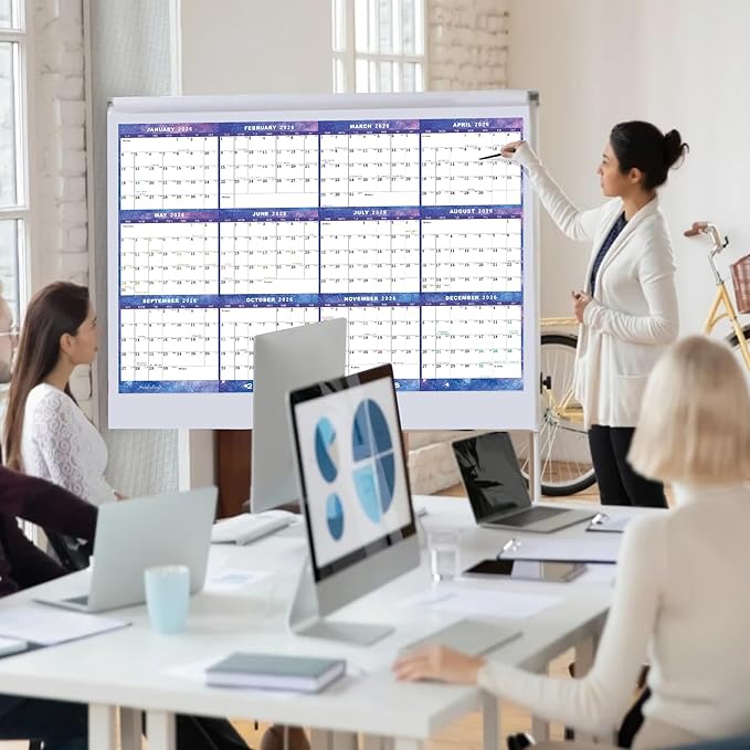 6pcs 32" x 48" 2026 Wall Calendar Dry Erase - Large Starry Sky Calendar Wet & Dry Erasable Laminated 12 Month Annual Yearly Planner, Reversible, Horizontal/Vertical (2026 Wall Calendar)