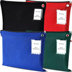 4 Pcs Interoffice Mailer Canvas Transit Sack Zipper Bag 18" x 14" Large Zipper Pouch with Grommet Interoffice Mail Bag (Black,Blue,Red,Green)