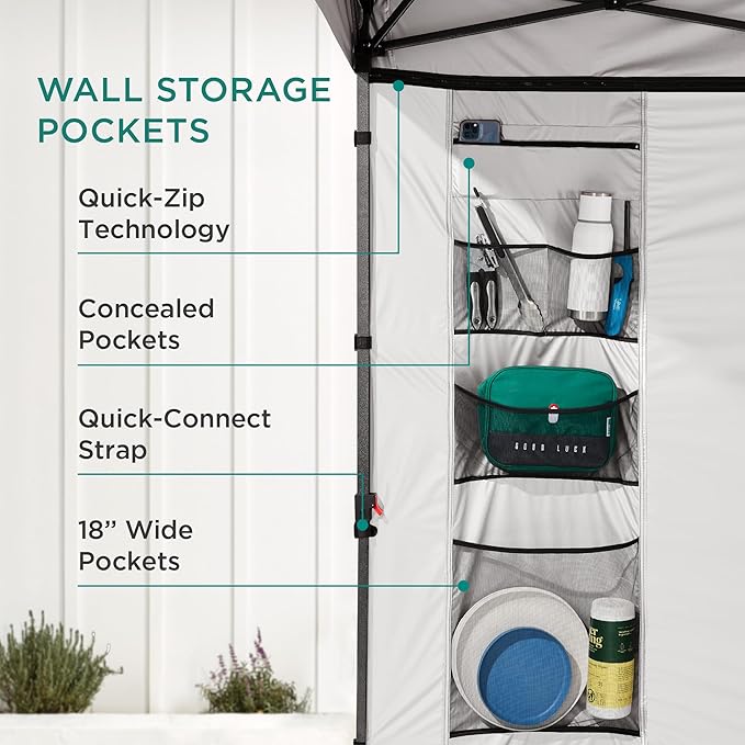 Best Choice Products 10x10ft Easy Pop Up Canopy w/Side Wall, 10 Pockets, Portable Carrying Case, 1-Button Setup, 4 Weight Bags - Black