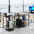 Giantex 3-Tier Printer Stand with Charging Station, 2 Open Storage Shelves, Side PC Stand on Wheels, 25" x 16" Mobile Printer Table for Computer Tower, Printer Shredder, Fax, Under Desk, Home Office