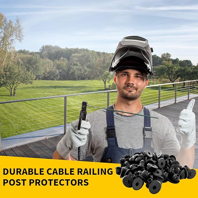 100Pack 30 Degree Angle Rubber Cable Railing Grommets for 1/8" 5/32" 3/16" Cables for Wood/Metal Cable Railing Posts, 1/8" Slant line Cable Railing Grommet,Cable Railing kit for Metal Posts
