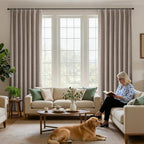 Joydeco Pinch Pleated Curtains - 100% Blackout for Bedroom, Linen Curtains 40" W x 96" L, Thermal Insulated 2 Panels Light Blocking Drapes, Back Tabs for Living Room